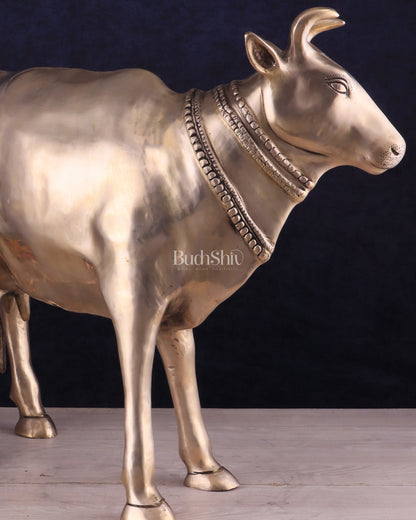 Pure Brass Large Cow Statue – Gomatha Idol | Elegant Spiritual Décor