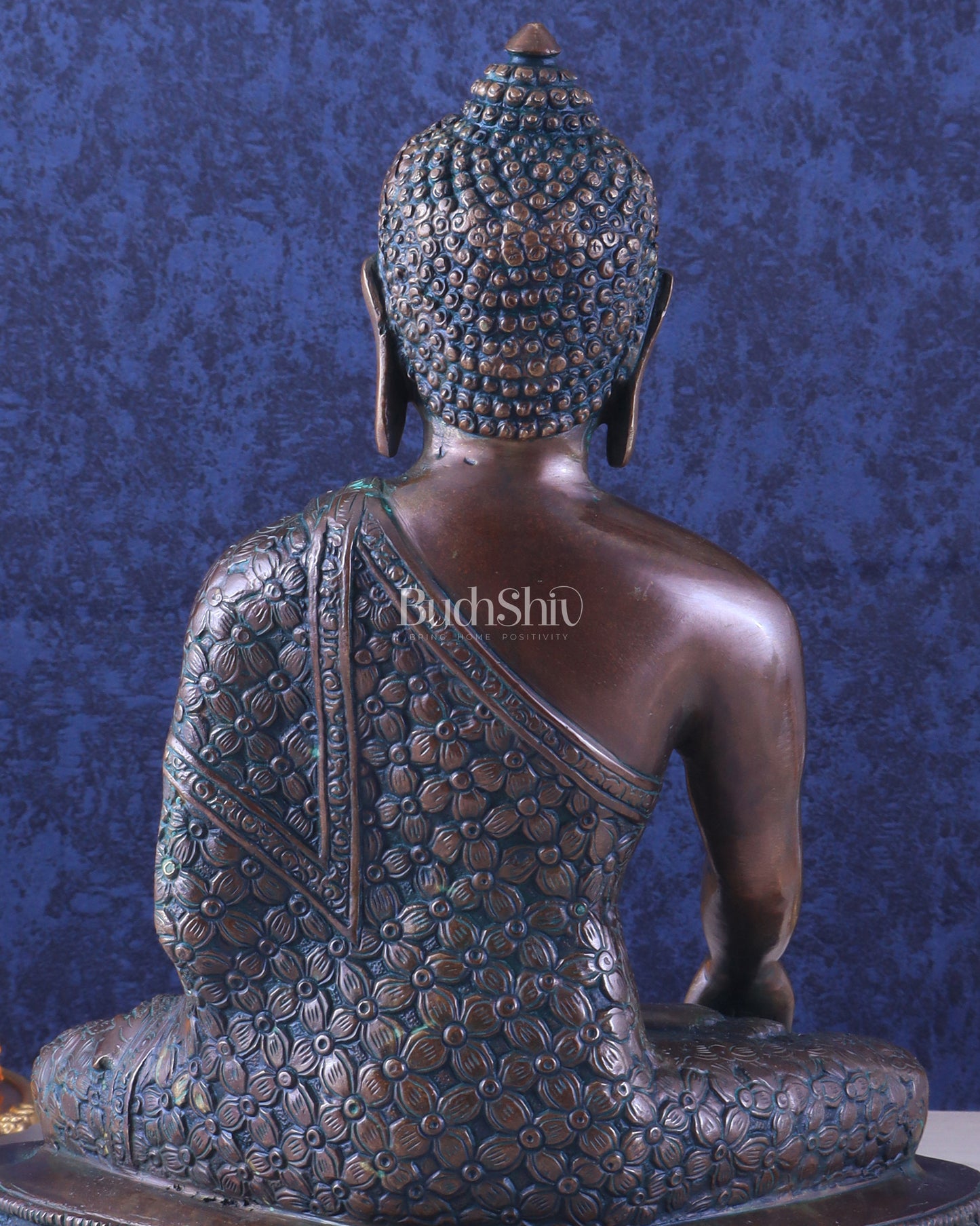 Pure Brass Antique Buddha bhoomisparsha mudra Statue - 13.5" Height