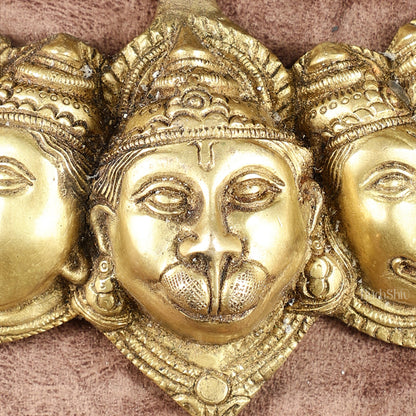 Pure Brass Panchmukhi Hanuman 5 Faces Wall Hanging – 4.5 Inch