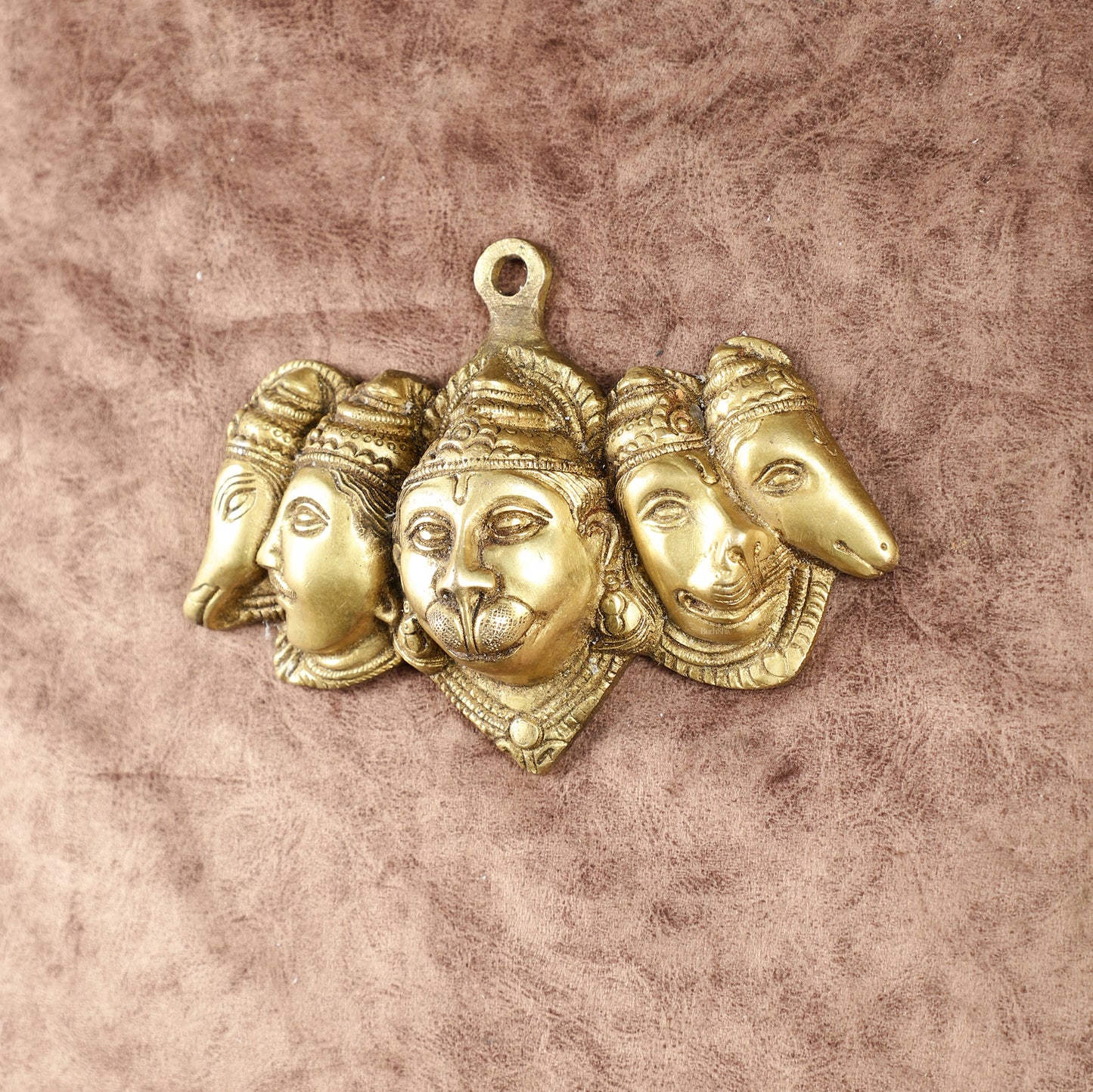 Pure Brass Panchmukhi Hanuman 5 Faces Wall Hanging – 4.5 Inch