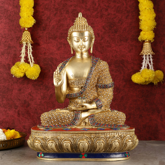 Buddha Brass Statue 16 inch Shakyamuni Mudra
