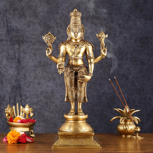 Pure Brass Tirupati Balaji Statue - 19"