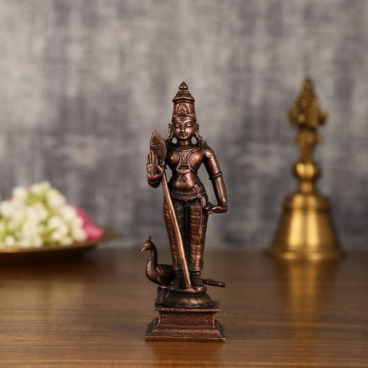 Pure Copper Murugan Idol | 6 Inch Height