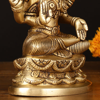 Brass Superfine Lakshmi Idol - 7" Elegant Sculpture