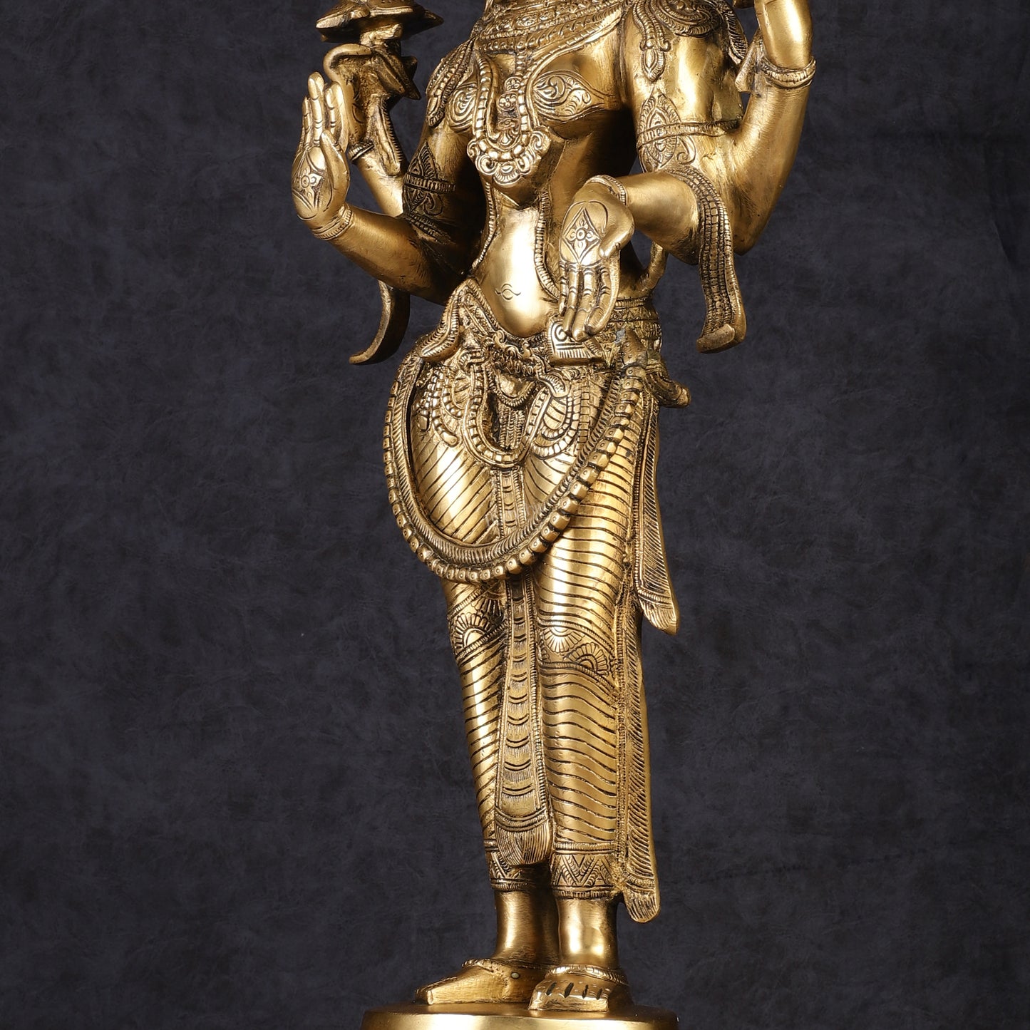 Divine Pure Brass Standing Lakshmi Statue 24.5"
