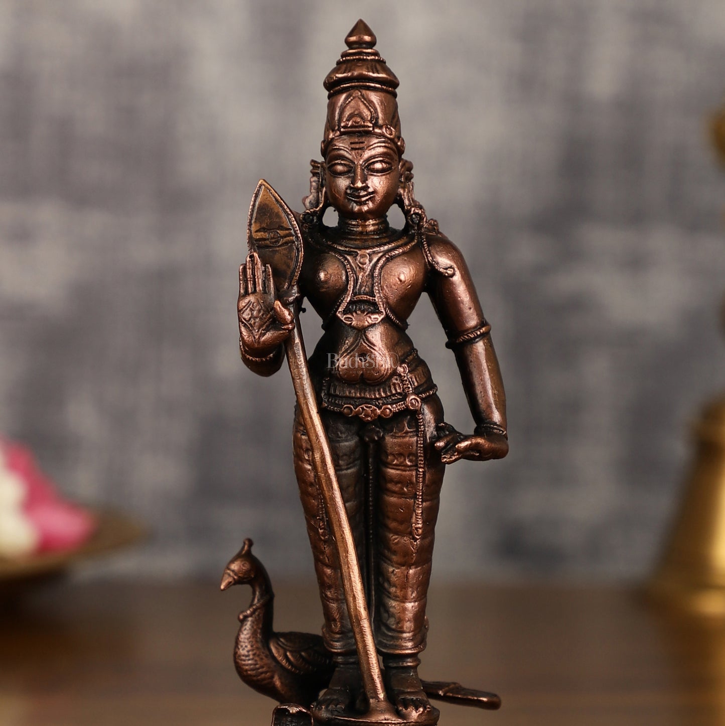 Pure Copper Murugan Idol | 6 Inch Height