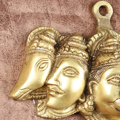 Pure Brass Panchmukhi Hanuman 5 Faces Wall Hanging – 4.5 Inch