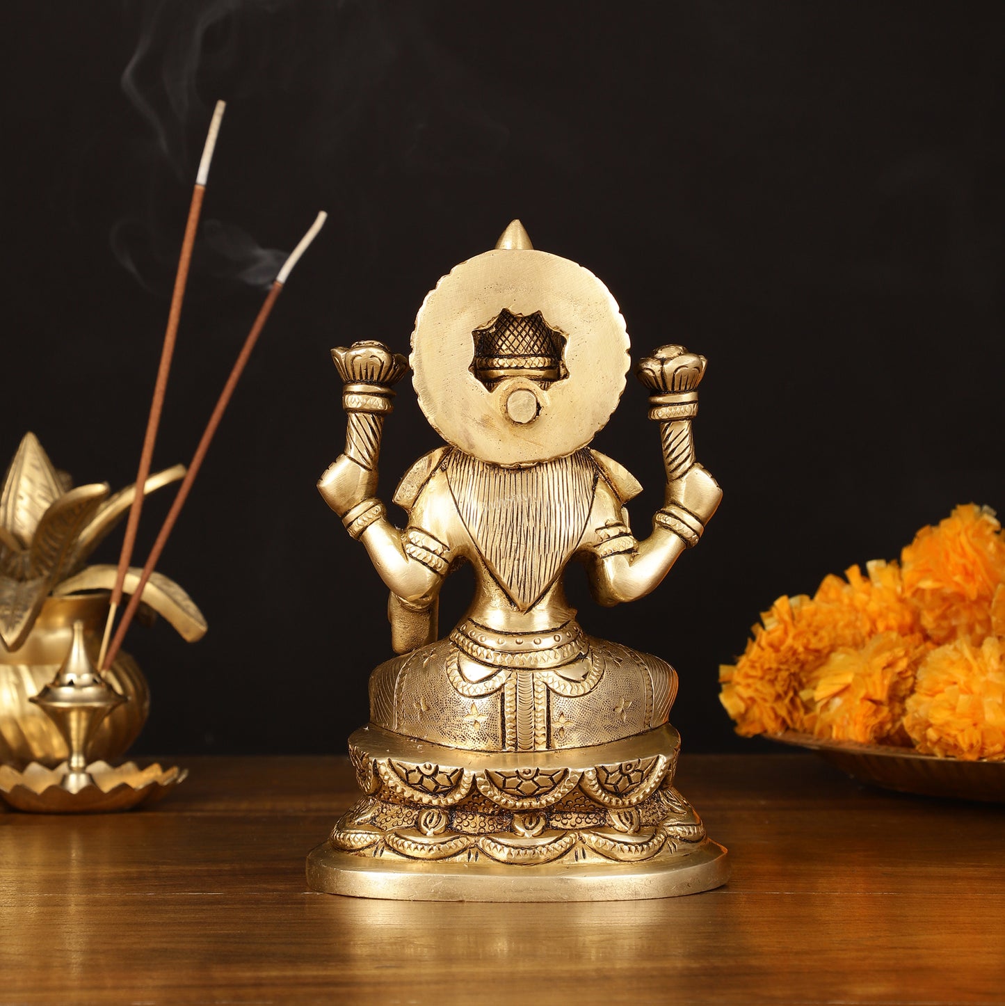 Brass Superfine Lakshmi Idol - 7" Elegant Sculpture