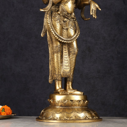 Divine Pure Brass Standing Lakshmi Statue 24.5"