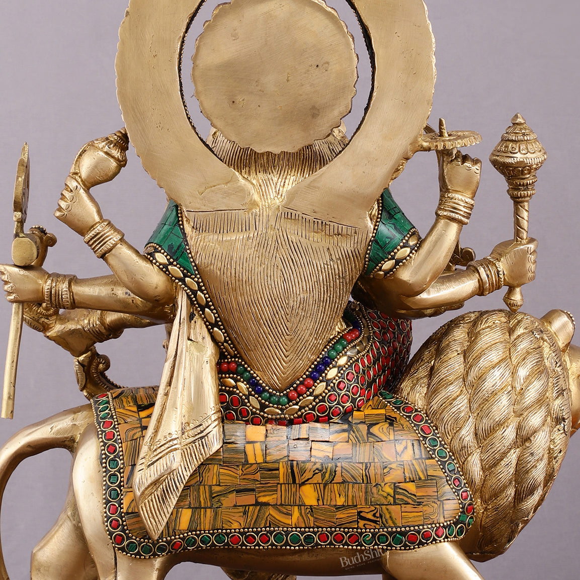 Brass Durga Mata Idol - 15" Divine Sherawali mata