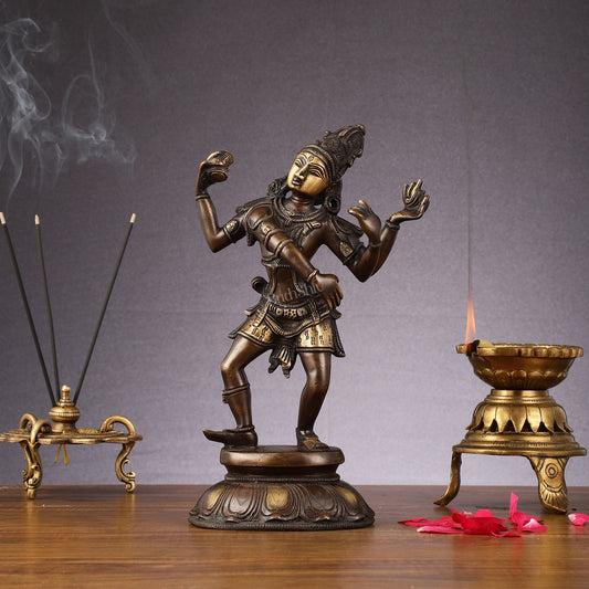 Eternal Dance: Pure Brass Dancing Shiva Statue - 11-Inch