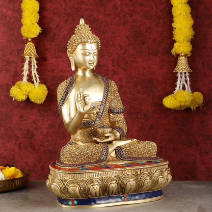 Buddha Brass Statue 16 inch Shakyamuni Mudra