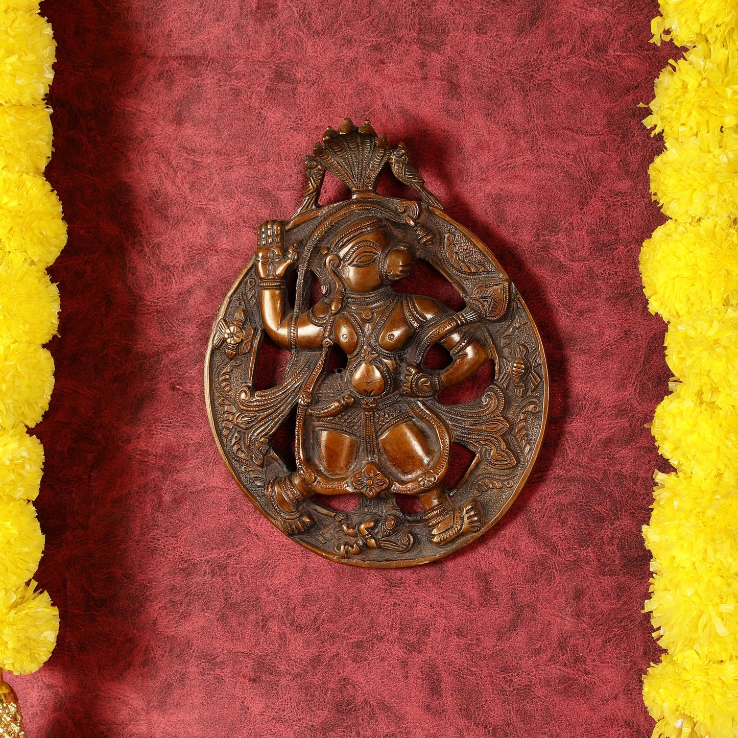 Superfine Brass Lord Hanuman Wall Hanging - 8.5 inch