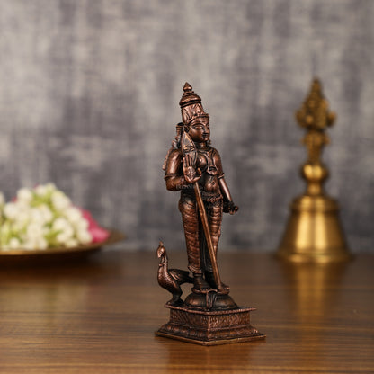 Pure Copper Murugan Idol | 6 Inch Height