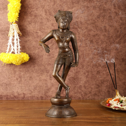 Pure Brass Vrishabhavahanamurti Chola Art Masterpiece - 15"