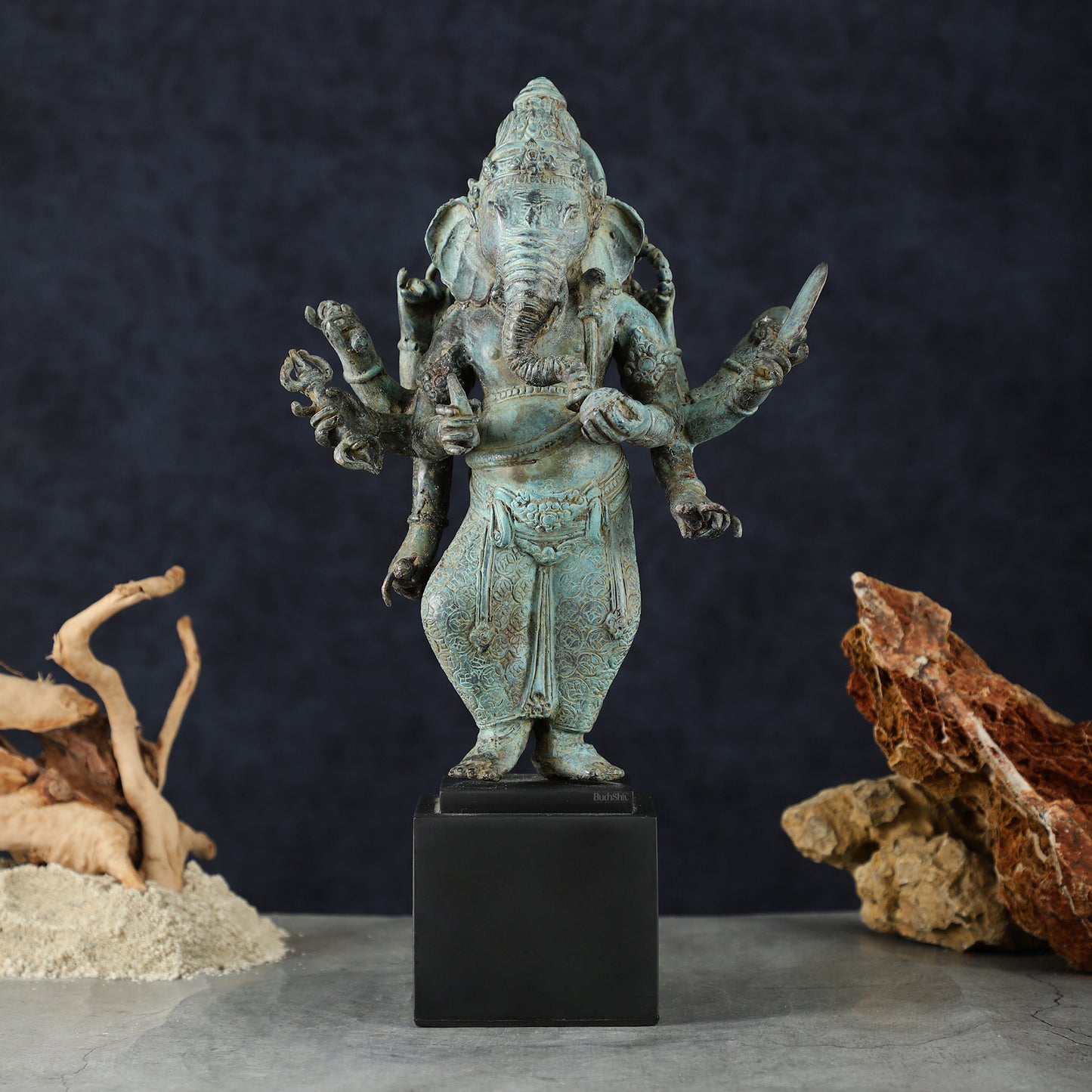 Balinese Bronze Standing Ganesha Sculpture – 15" Height, Lost Wax Casting