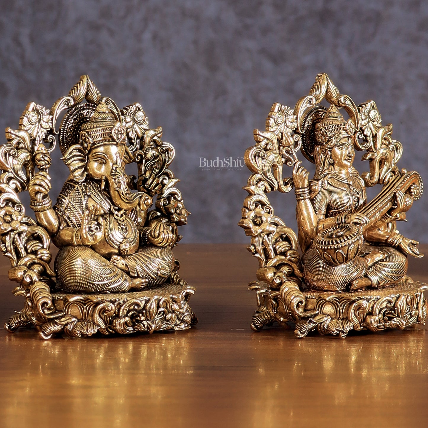 Pure Brass Ganesh Lakshmi Saraswati Idol - 4 Inch