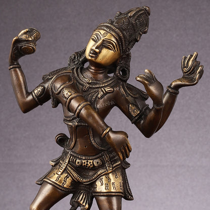 Eternal Dance: Pure Brass Dancing Shiva Statue - 11-Inch