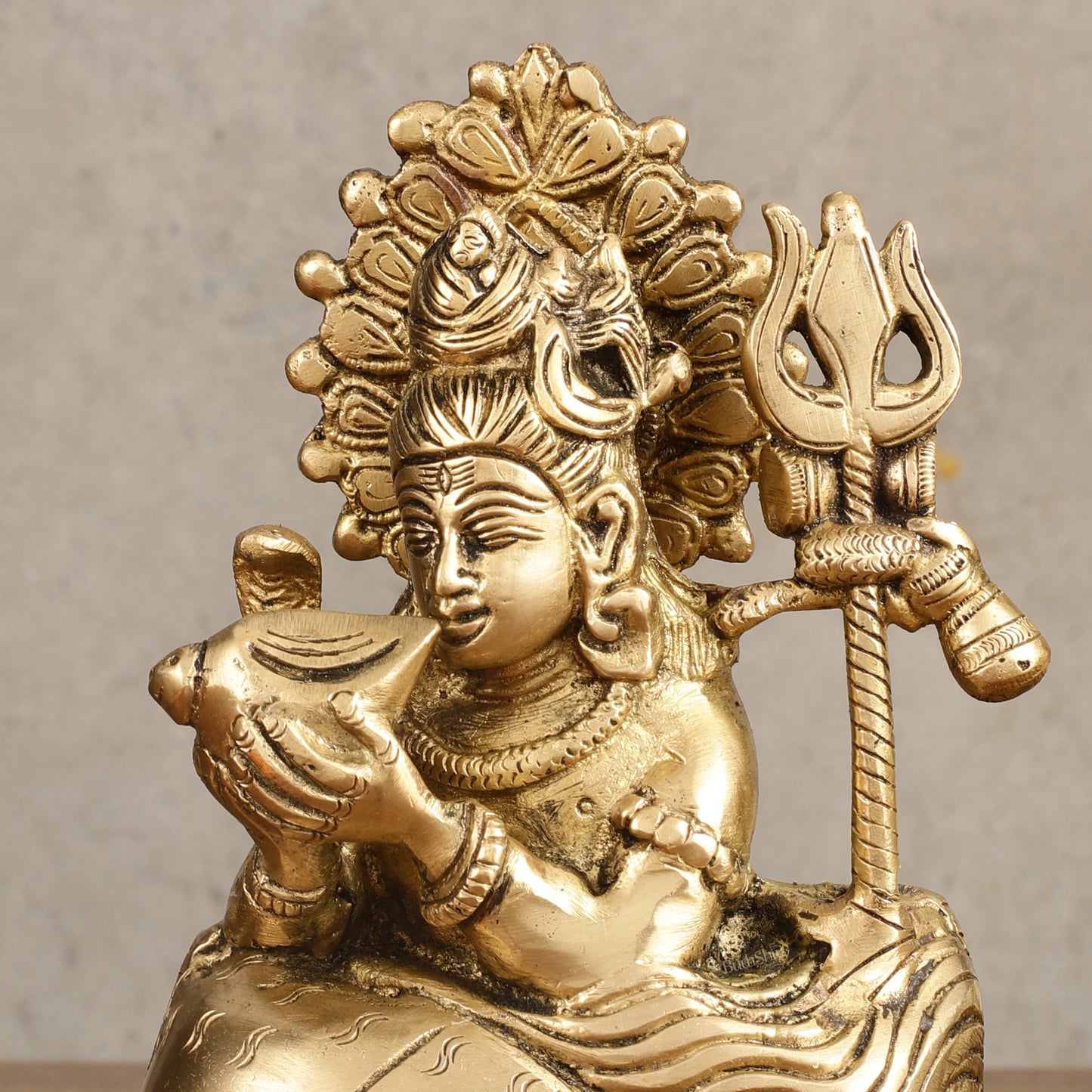 Pure Brass Neelkantha Shiva Drinking Halal Sculpture - 6 in Height