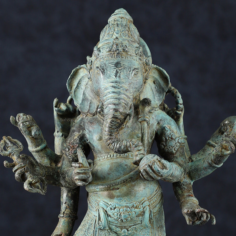 Balinese Bronze Standing Ganesha Sculpture – 15" Height, Lost Wax Casting