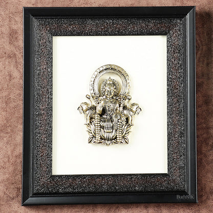 Pure Brass Superfine Ganesh Lakshmi Hanging on Wooden Frame - 9.5 Inch