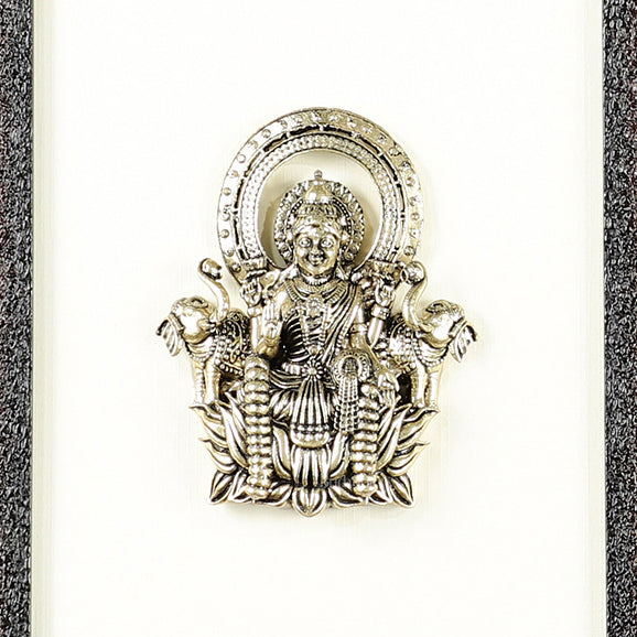 Pure Brass Superfine Ganesh Lakshmi Hanging on Wooden Frame - 9.5 Inch