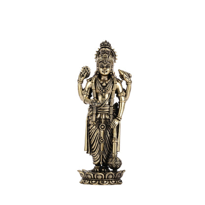 Brass Superfine Intricate Standing Vishnu Lakshmi Narayana Idol - 6"