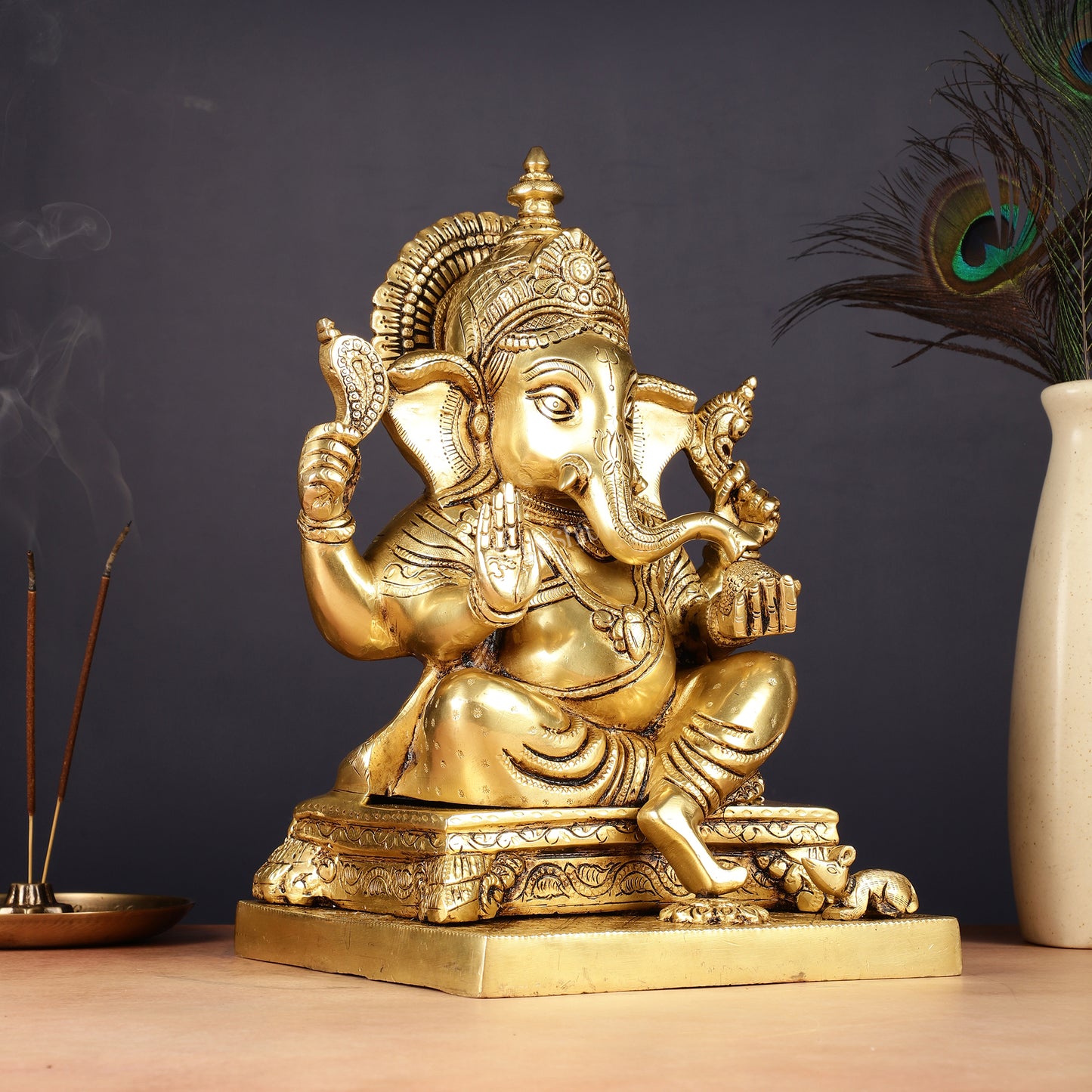 Pure Brass Lord Ganesha Statue 12"