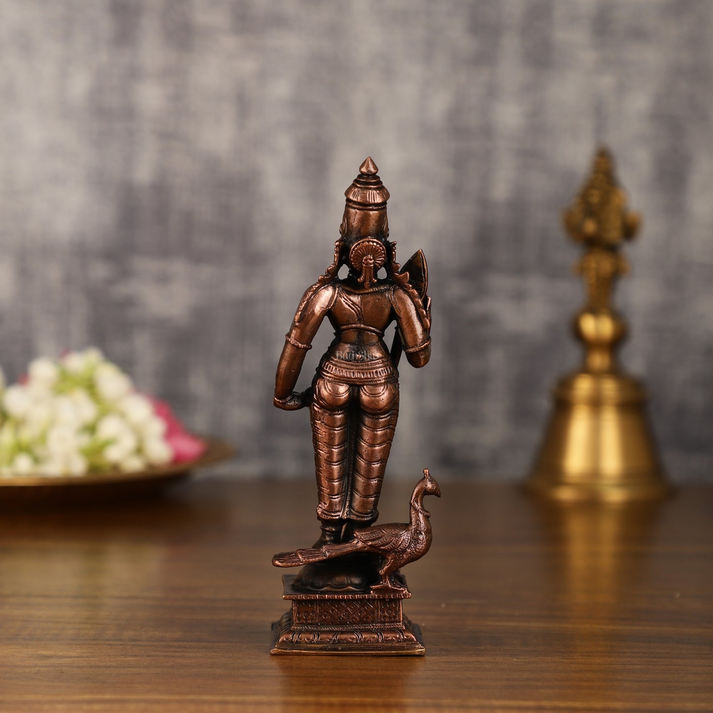 Pure Copper Murugan Idol | 6 Inch Height