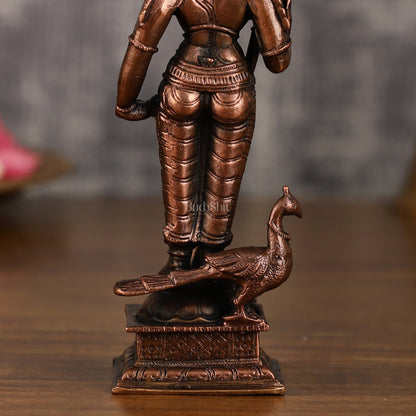 Pure Copper Murugan Idol | 6 Inch Height