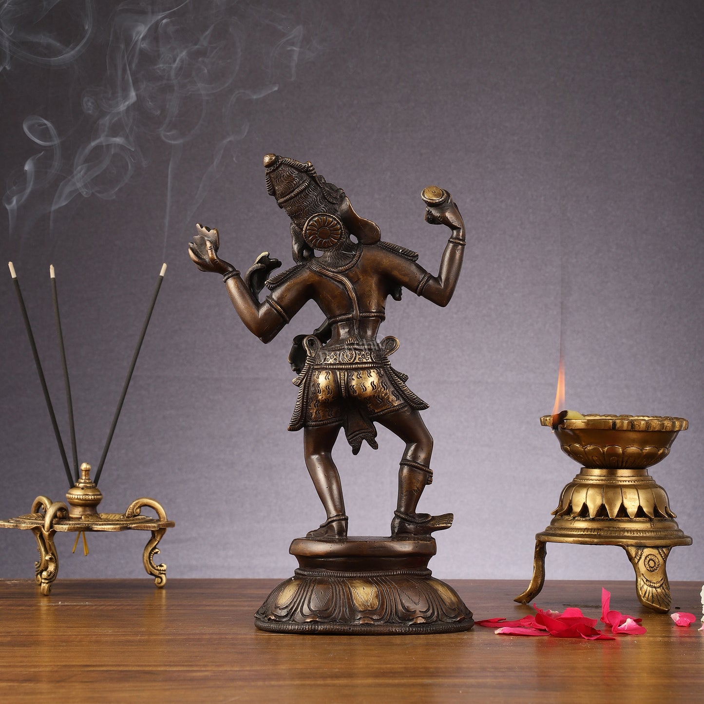 Eternal Dance: Pure Brass Dancing Shiva Statue - 11-Inch