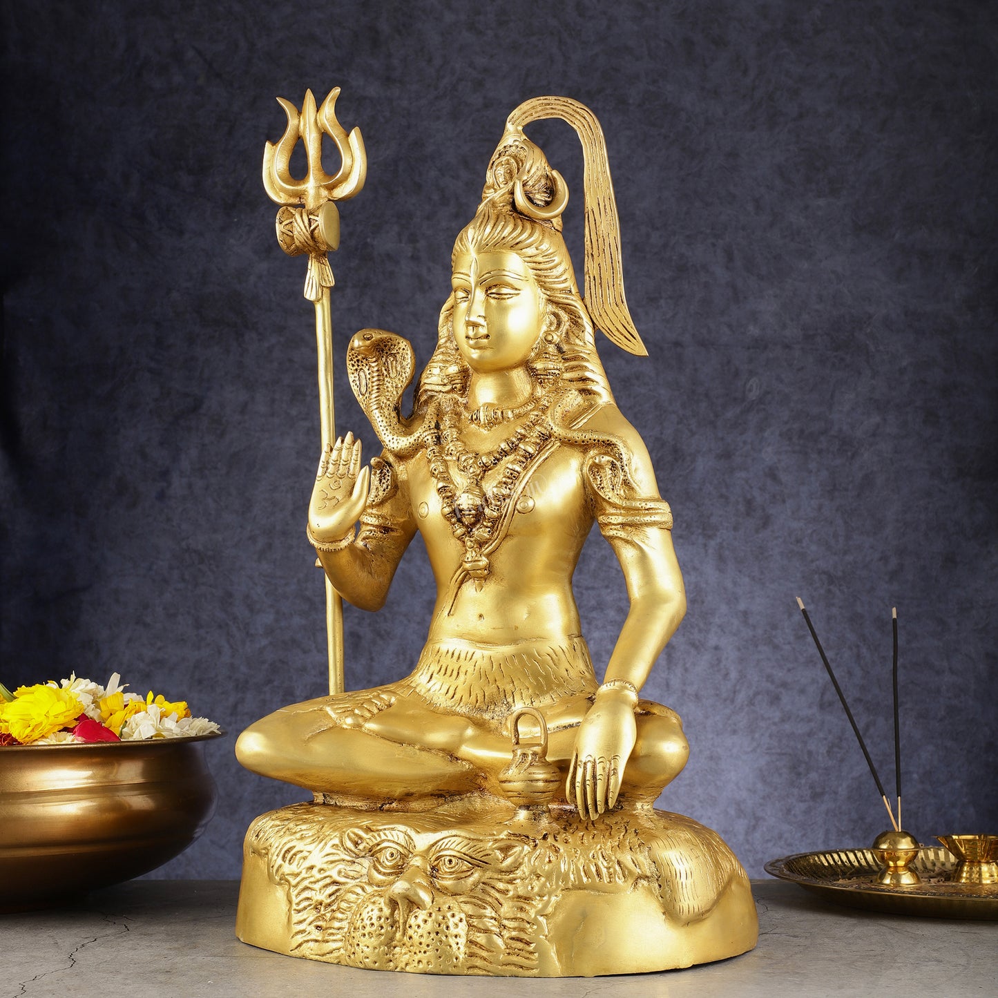 Pure Brass Lord Shiva Statue - 18"
