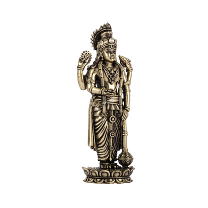 Brass Superfine Intricate Standing Vishnu Lakshmi Narayana Idol - 6"