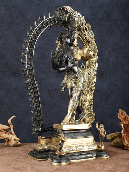 Brass Superfine Dancing Ardhanarishwara Sculpture with Prabhavali – 29.5" Height