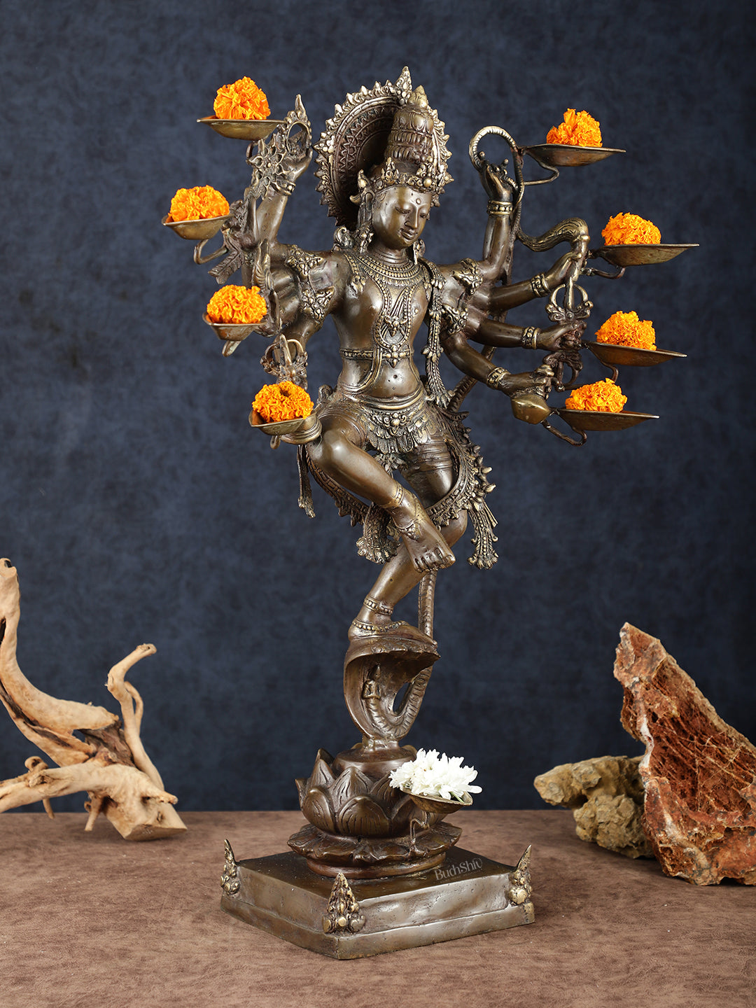 Balinese Bronze Kalinga Daman Narthana Krishna Sculpture – 26" Height, Lost Wax Casting