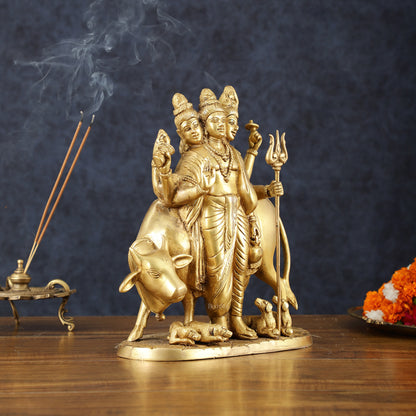 Brass Dattatreya Statue – 11" Tall, Handcrafted