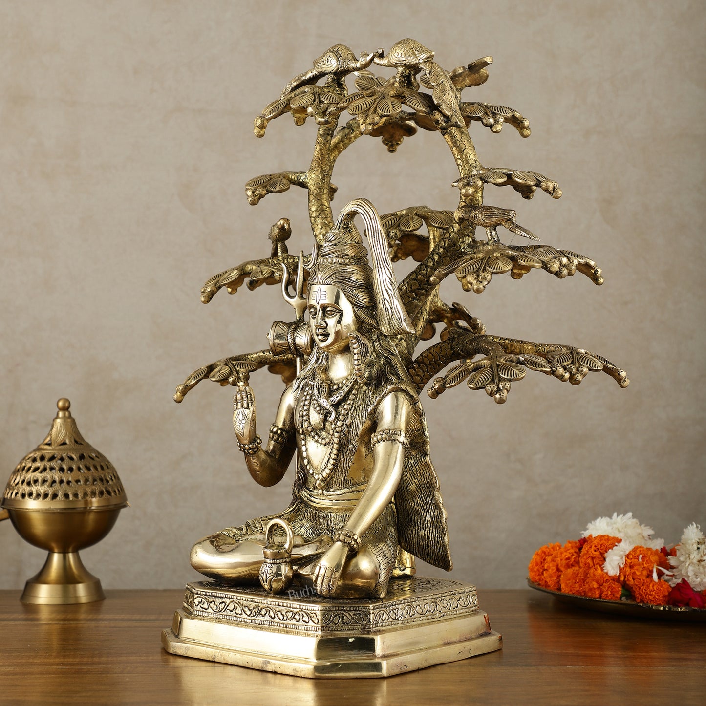 Exquisite Brass Superfine Lord Shiva Under Tree Statue - 19 Inch | 15.5 kg