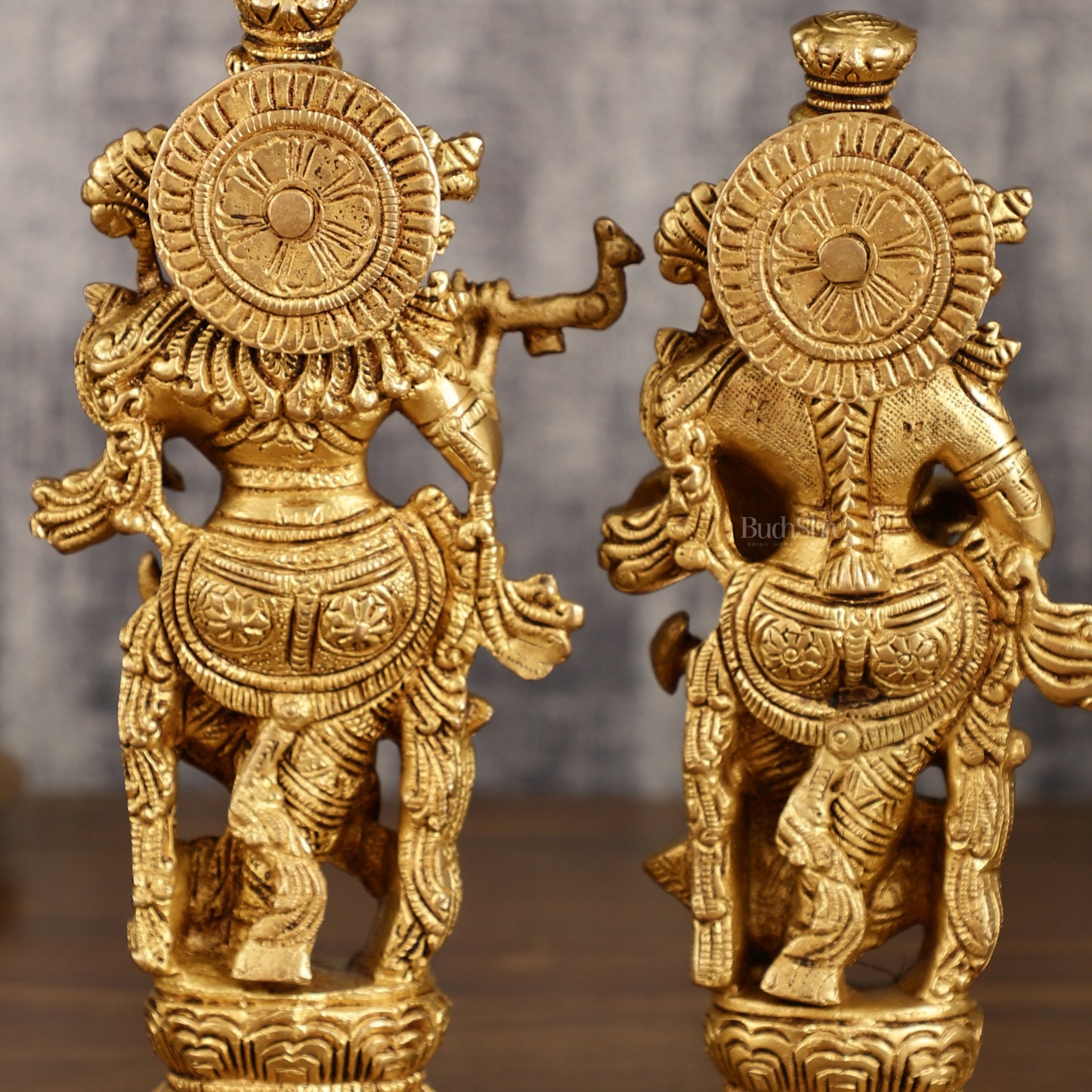 Handcrafted Brass Radha Krishna Idol Pair | 9.5 Inch Height