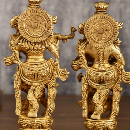 Handcrafted Brass Radha Krishna Idol Pair | 9.5 Inch Height