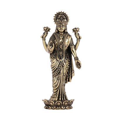 Brass Superfine Intricate Standing Vishnu Lakshmi Narayana Idol - 6"