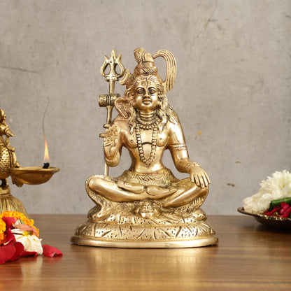 Pure Brass Aashirwaad Shiva Statue - 7.5 in Height