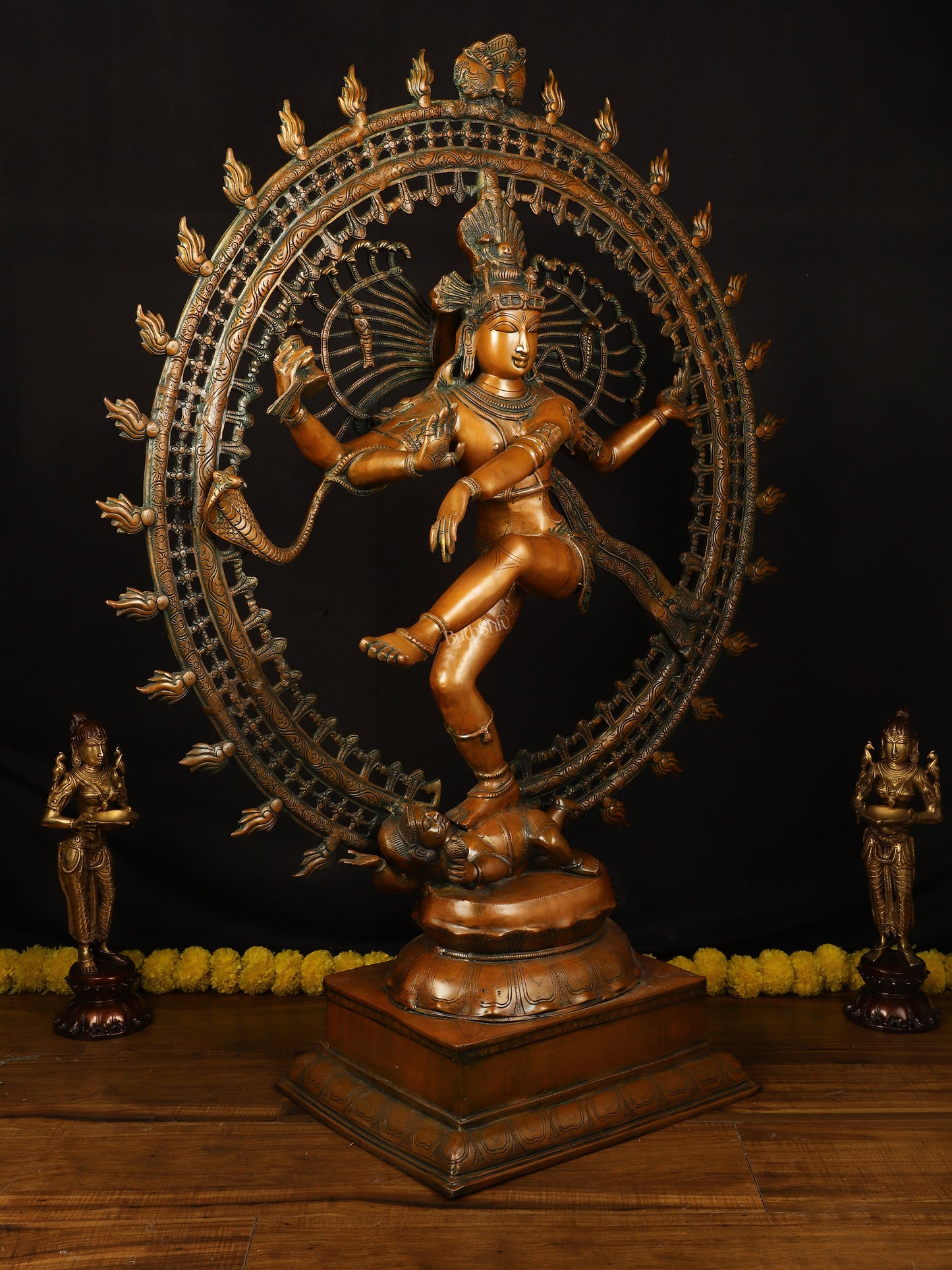 Brass Large Lord Shiva as Nataraja - 46.5 Inch, Antique Bronze Finish