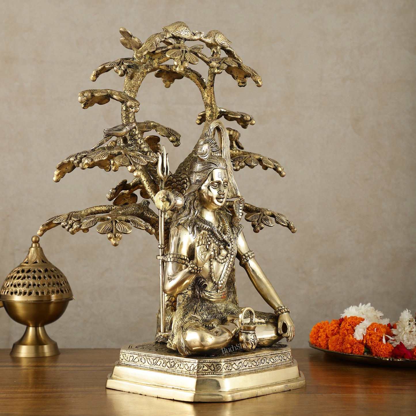 Exquisite Brass Superfine Lord Shiva Under Tree Statue - 19 Inch | 15.5 kg