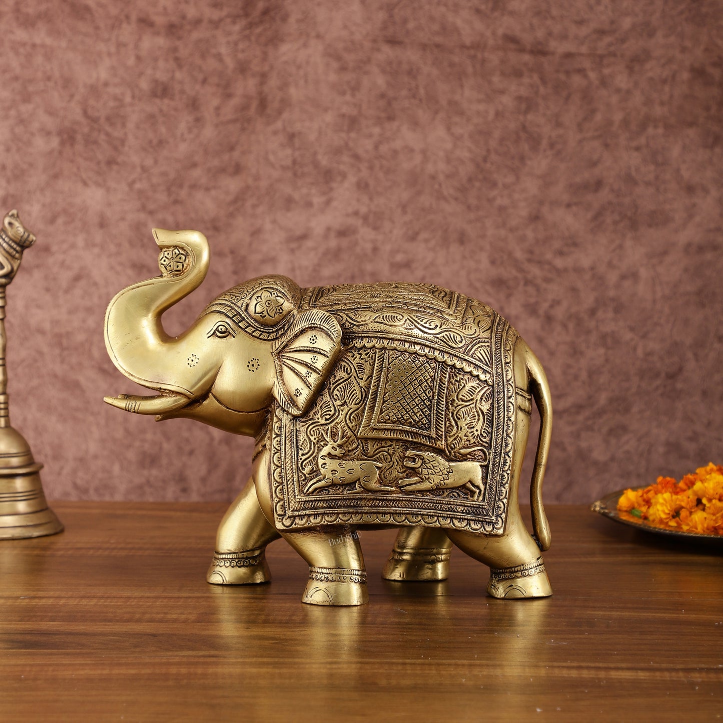 Pair of Unique Brass Elephant Statues | Elegant Sculptures 11 inch