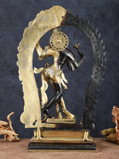 Brass Superfine Dancing Ardhanarishwara Sculpture with Prabhavali – 29.5" Height