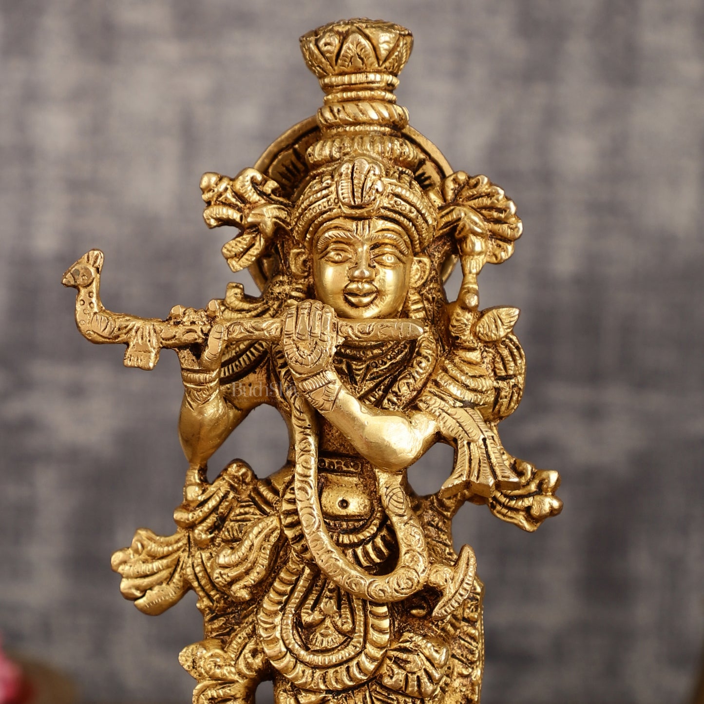 Handcrafted Brass Radha Krishna Idol Pair | 9.5 Inch Height