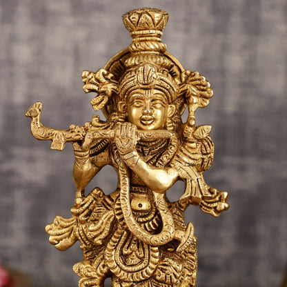 Handcrafted Brass Radha Krishna Idol Pair | 9.5 Inch Height