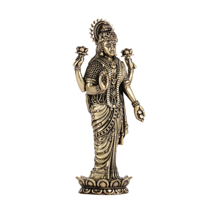 Brass Superfine Intricate Standing Vishnu Lakshmi Narayana Idol - 6"