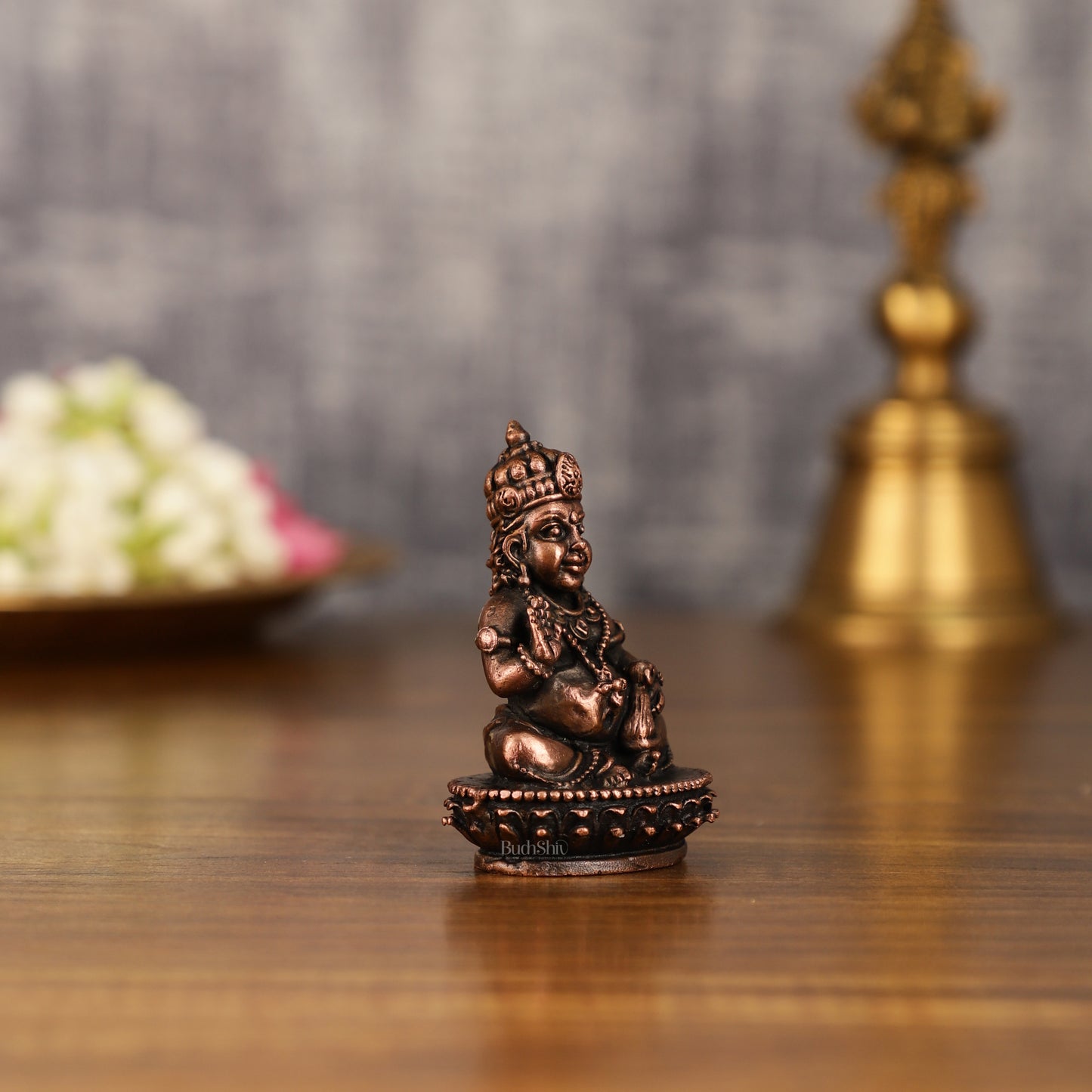 Pure Copper Lord Kubera Idol | 2 Inch Height