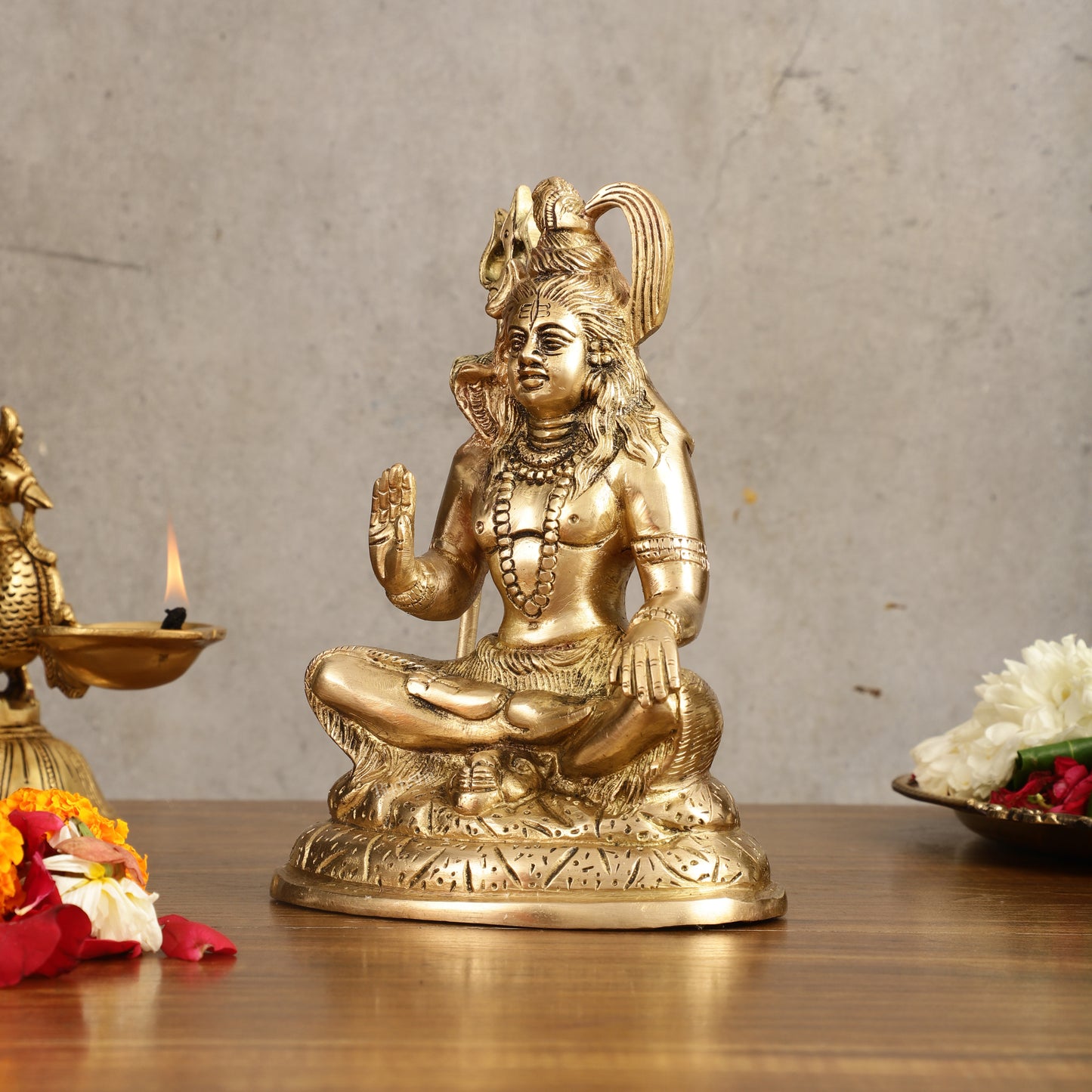 Pure Brass Aashirwaad Shiva Statue - 7.5 in Height